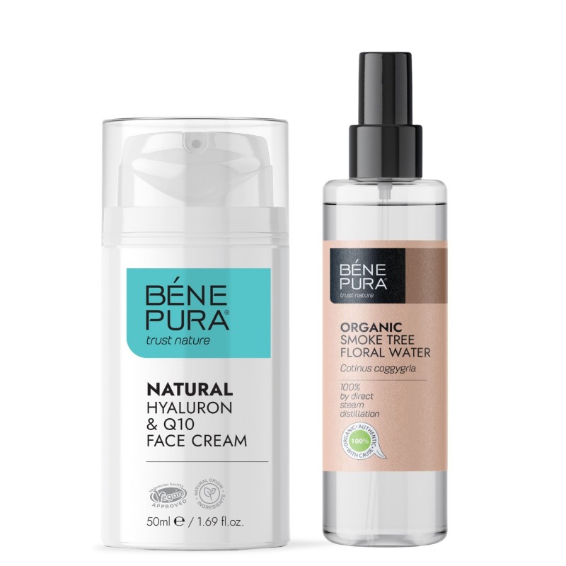 Bio Eau florale Arbre à Perruques et Creme visage Naturelle à l'Acide Hyaluronique et Coenzyme Q10 - GMC