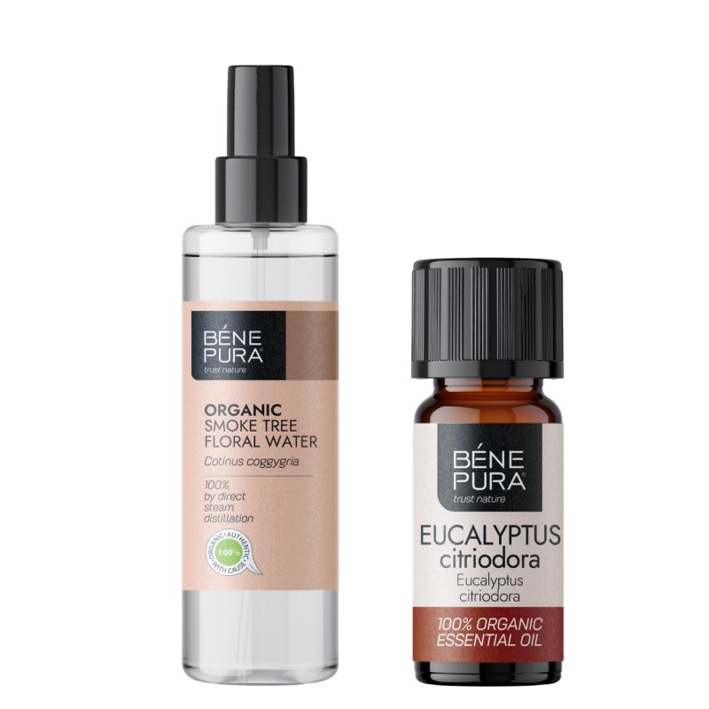 Bio Eau florale Arbre à Perruques et Bio Huile essentielle de Eucalyptus Citronné - GMC