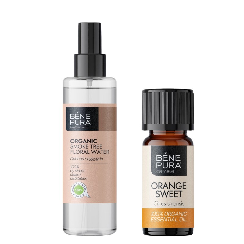 Bio Eau florale Arbre à Perruques et Bio Huile essentielle de Orange Douce - GMC
