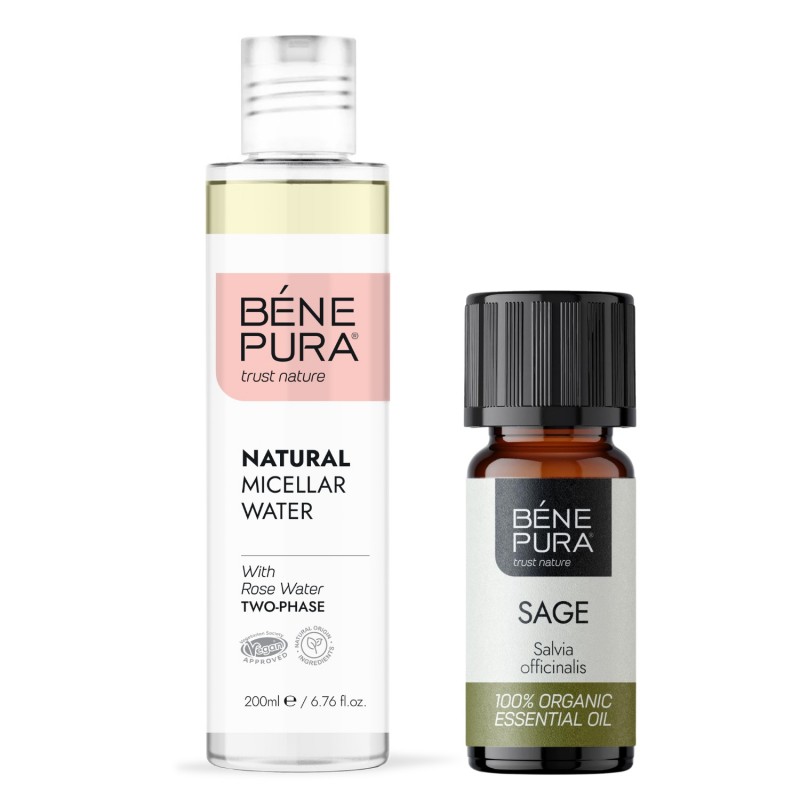 Eau micellaire Naturelle Biphase et Bio Huile essentielle de Sauge - GMC