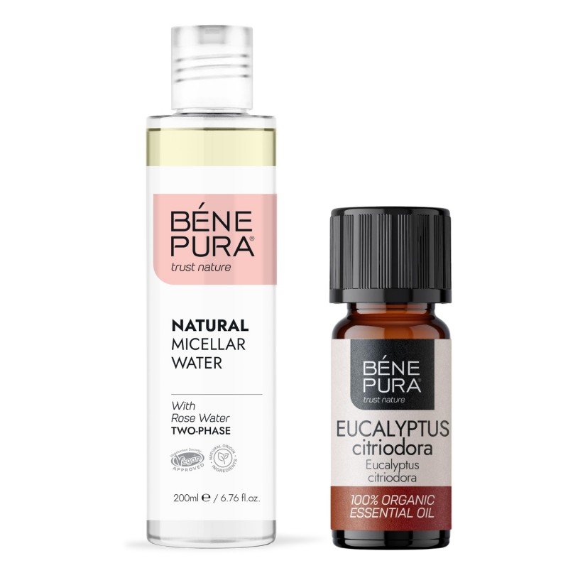 Eau micellaire Naturelle Biphase et Bio Huile essentielle de Eucalyptus Citronné - GMC