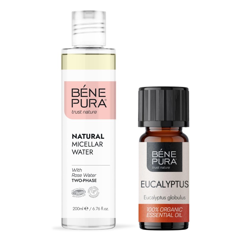 Eau micellaire Naturelle Biphase et Bio Huile essentielle de Eucalyptus Globulus - GMC