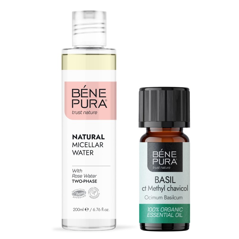 Eau micellaire Naturelle Biphase et Bio Huile essentielle de Basilic Tropical - GMC