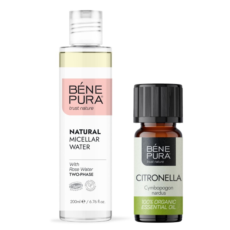 Eau micellaire Naturelle Biphase et Bio Huile essentielle de Citronnelle de Ceylan - GMC