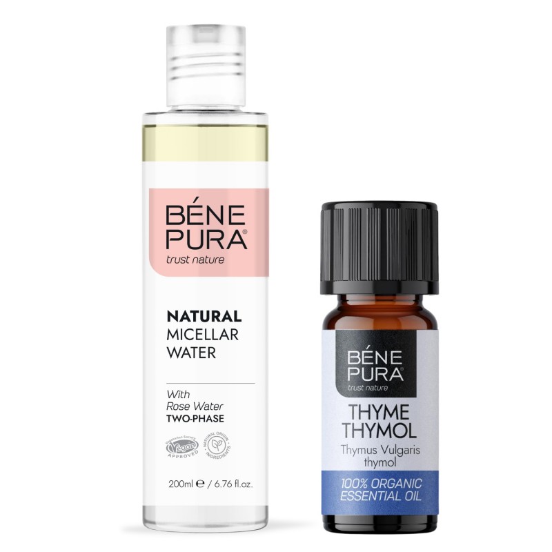 Eau micellaire Naturelle Biphase et Bio Huile essentielle de Thym à Thymol - Comparaison de produits