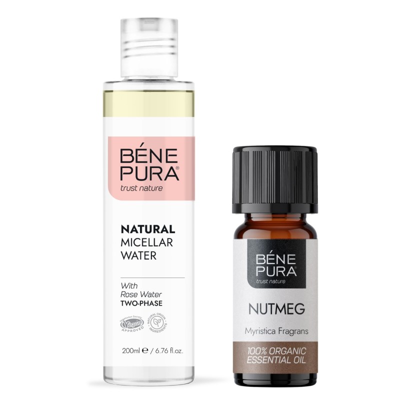 Eau micellaire Naturelle Biphase et Bio Huile essentielle de Noix de Muscade - GMC