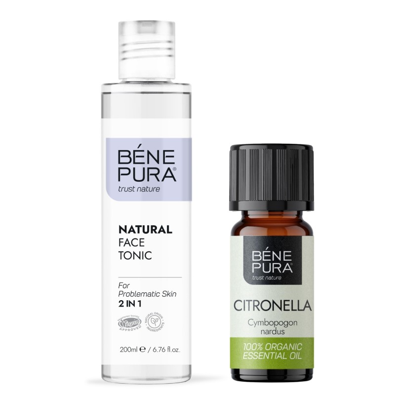 Tonique pour le visage Naturel 2 en 1 et Bio Huile essentielle de Citronnelle de Ceylan - GMC