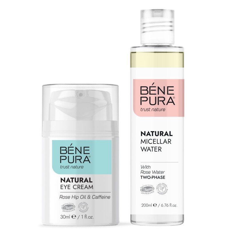 Creme visage Naturelle pour contour des Yeux anti Cerne et Eau micellaire Naturelle Biphase - GMC