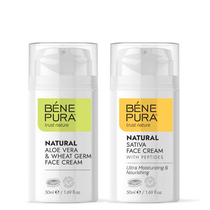 Creme visage Naturelle à l'Aloe Vera et Creme visage Naturelle Hydratante avec Sativa - GMC