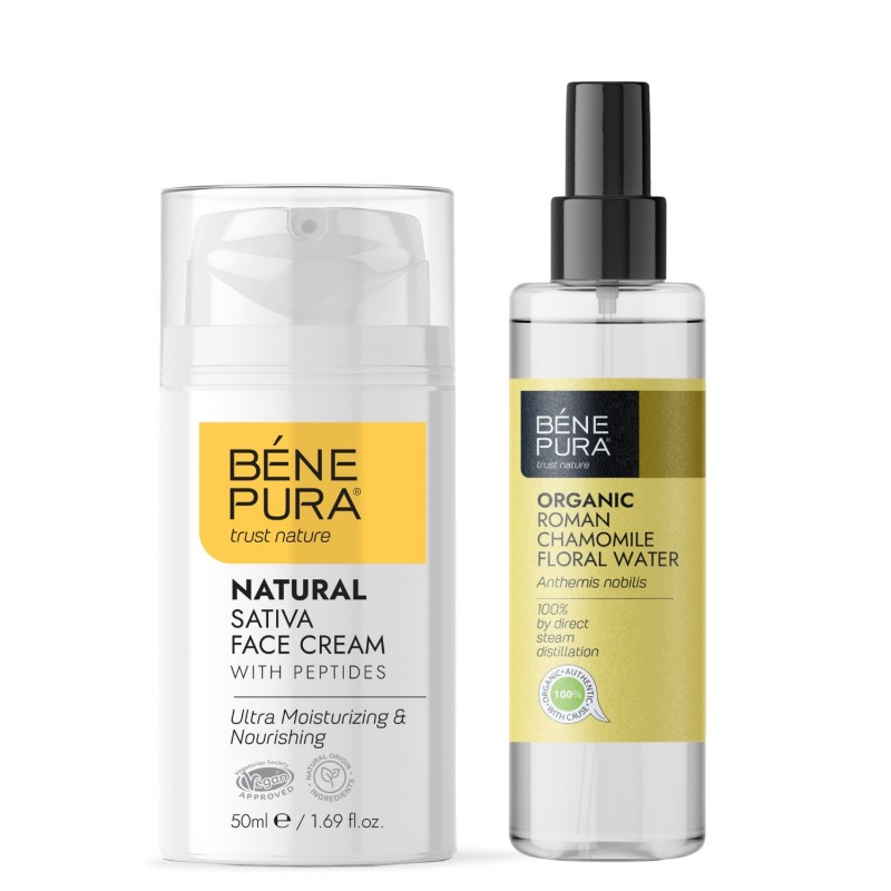 Bio Eau florale Camomille Romaine et Creme visage Naturelle Hydratante avec Sativa - GMC