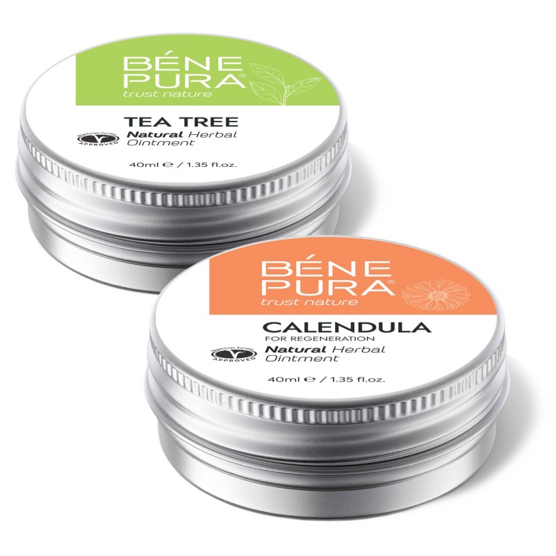 Pommade Tea Tree pour les Éruptions cutanées et Démangeaisons et Pommade au Calendula pour Plaies, Brûlures et Cicatrices - Comparaison de produits