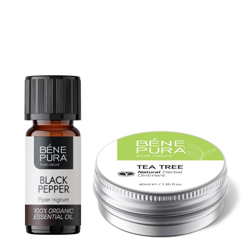 Pommade Tea Tree pour les Éruptions cutanées et Démangeaisons et Bio Huile essentielle de Poivre Noir - GMC