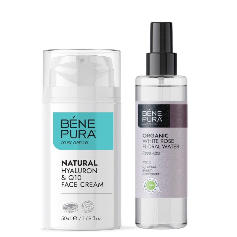 Creme visage Naturelle à l'Acide Hyaluronique et Coenzyme Q10 et Bio Eau florale Rosa Alba - GMC