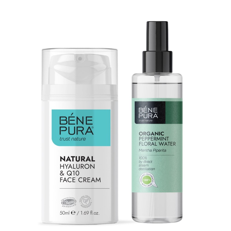 Creme visage Naturelle à l'Acide Hyaluronique et Coenzyme Q10 et Bio Eau florale Menthe - GMC