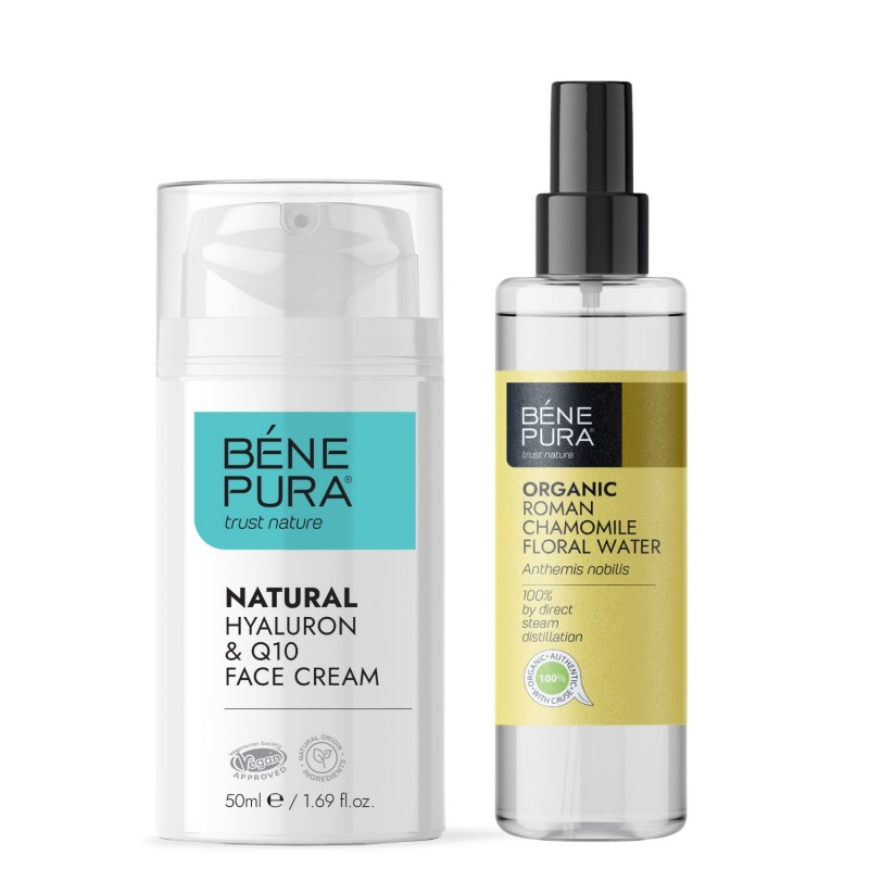 Creme visage Naturelle à l'Acide Hyaluronique et Coenzyme Q10 et Bio Eau florale Camomille Romaine - GMC