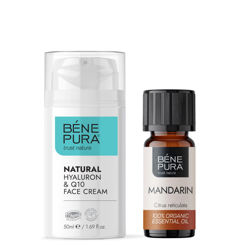 Creme visage Naturelle à lAcide Hyaluronique et Coenzyme Q10 et Bio Huile essentielle de Mandarine rouge