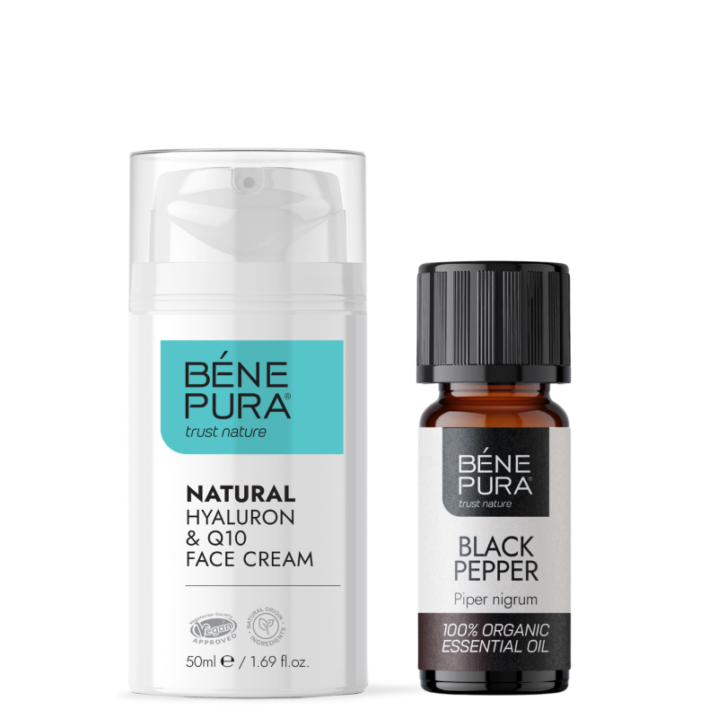 Creme visage Naturelle à l'Acide Hyaluronique et Coenzyme Q10 et Bio Huile essentielle de Poivre Noir - Sets