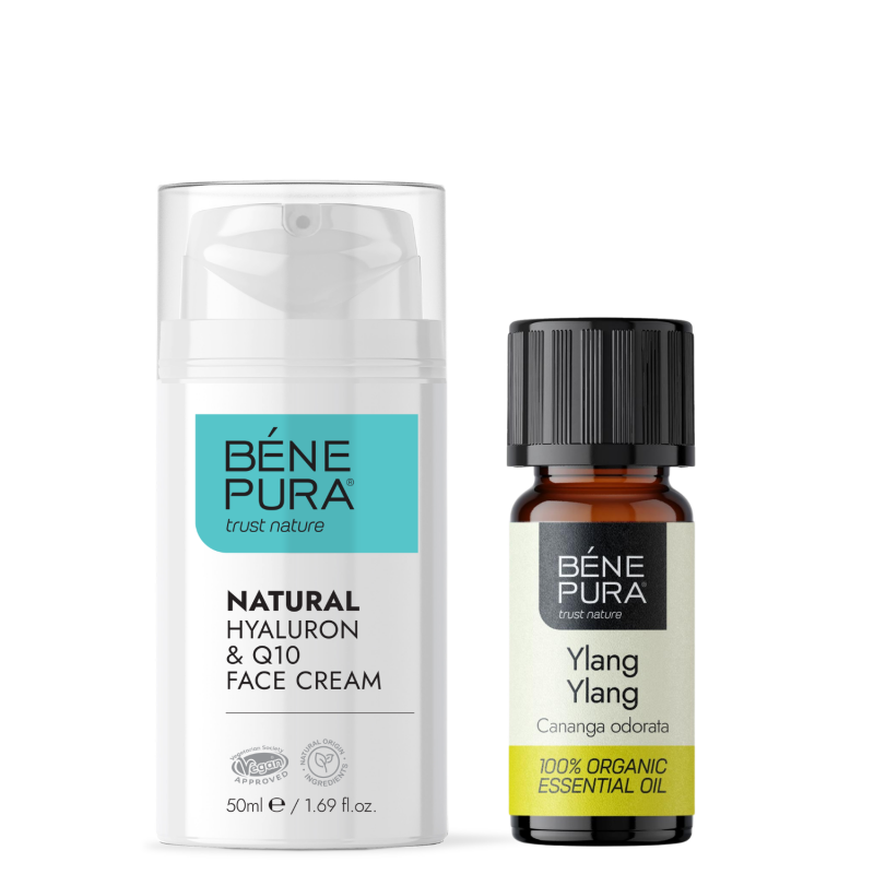 Creme visage Naturelle à l'Acide Hyaluronique et Coenzyme Q10 et Bio Huile essentielle de Ylang-ylang - Sets