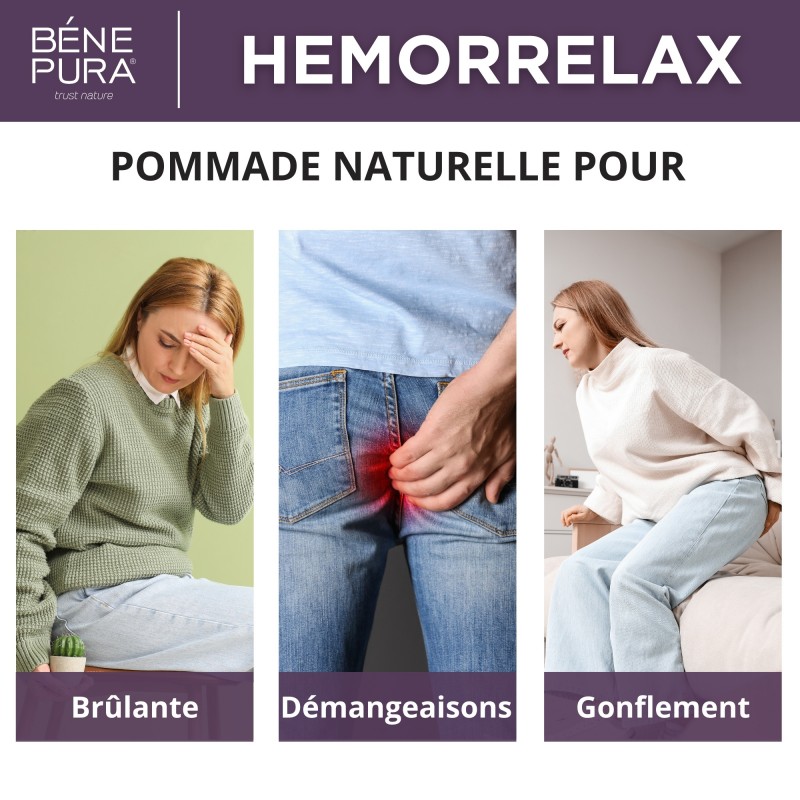 3x Hemorrelax pommade pour Hémorroïdes à lAchillée Millefeuille Blanche, Tetra et Curcuma - 40ml