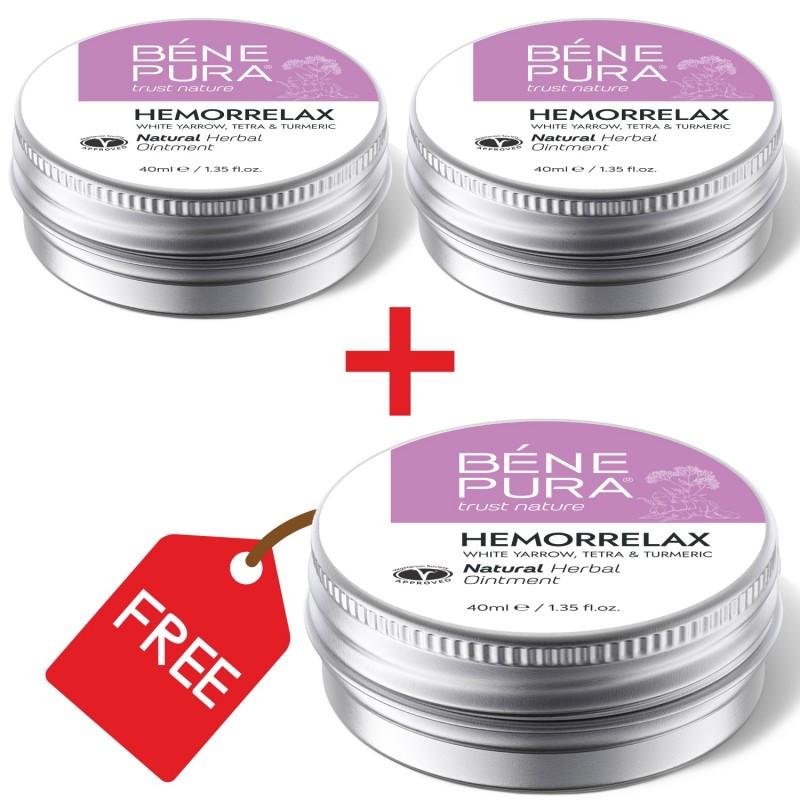 3x Hemorrelax pommade pour Hémorroïdes à l'Achillée Millefeuille Blanche, Tetra et Curcuma - 40ml - Sets
